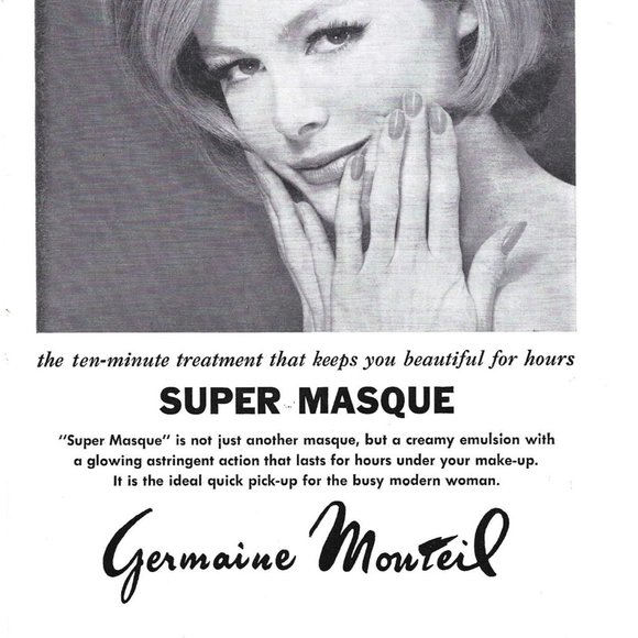 Germaine Monteil Super Masque Beauty 1960s Vintage Print Ad 9 inch Tall - Picture 2 of 2